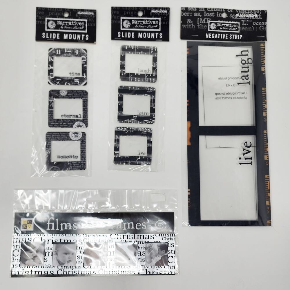 Imaginations 2 Slide Mounts, Negative Strip. Filmstrip Frame Scrapbook Journal